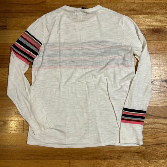 Womens 360 Sweater White Multicolor Striped Light Knit Cotton Sweater XS COLOR: - Picture 7 of 10